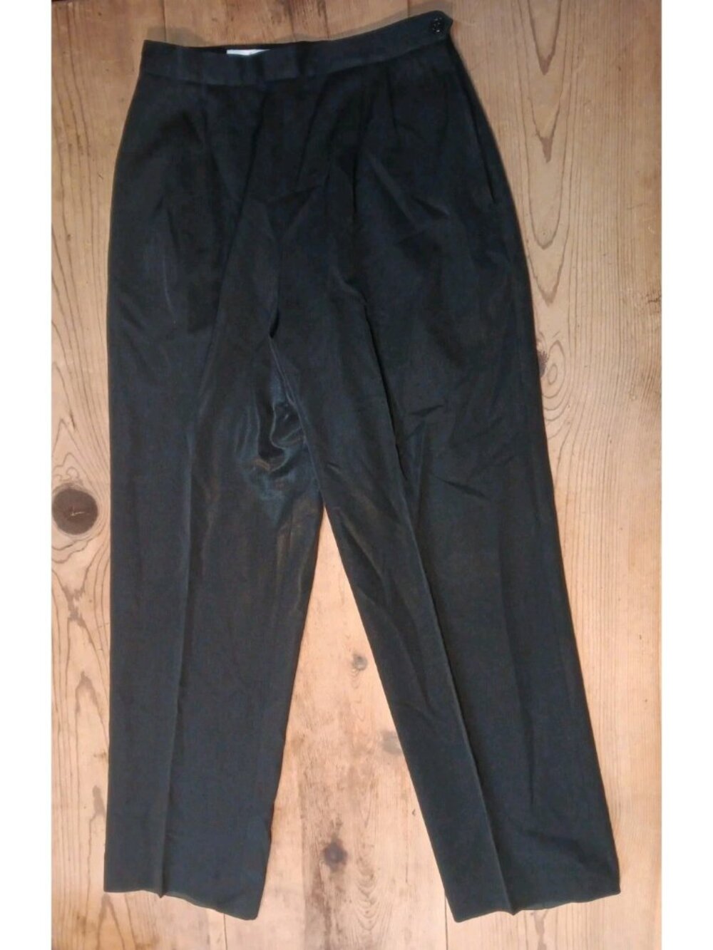 Vtg CG Designs Dress Pants Women 14 Black 100% Wool Pleated Side Zipper Lined